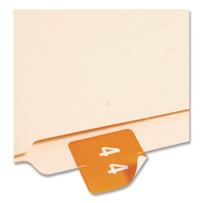 Numerical End Tab File Folder Labels, 4, 1.5 X 1.5, Orange, 250/roll