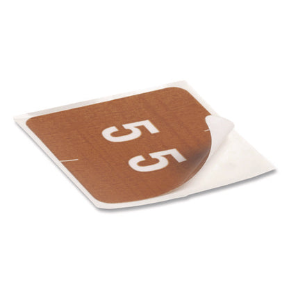 Numerical End Tab File Folder Labels, 5, 1.5 X 1.5, Brown, 250/roll