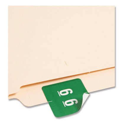 Numerical End Tab File Folder Labels, 6, 1.5 X 1.5, Green, 250/roll