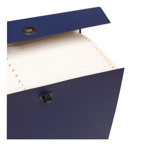 Expanding File Box, 16.63" Expansion, 19 Sections, Twist-lock Latch Closure, 2/5-cut Tabs, Legal Size, Blue
