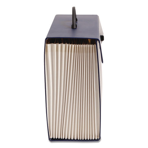 Expanding File Box, 16.63" Expansion, 19 Sections, Twist-lock Latch Closure, 2/5-cut Tabs, Legal Size, Blue