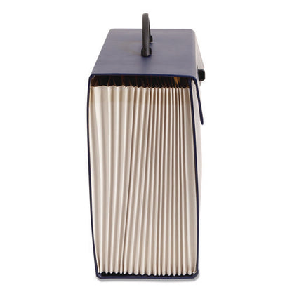 Expanding File Box, 16.63" Expansion, 19 Sections, Twist-lock Latch Closure, 2/5-cut Tabs, Legal Size, Blue