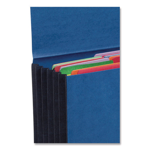 Extra-wide Expanding Wallets With Elastic Cord, 5.25" Expansion, 1 Section, Elastic Cord Closure, Letter Size, Navy Blue