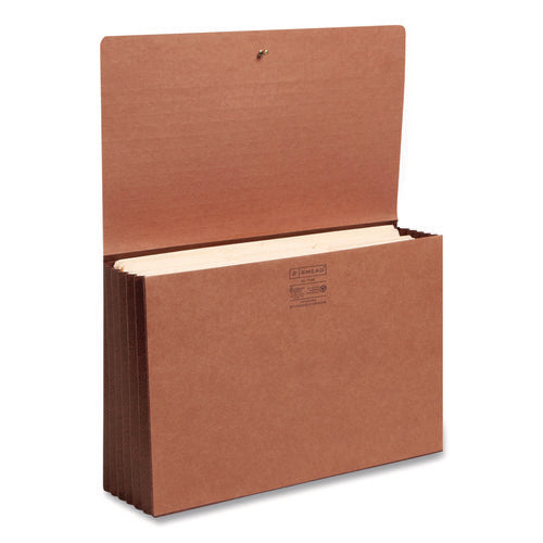 Tuff Expanding Wallets, 5.25" Expansion, 1 Section, Elastic Cord Closure, Legal Size, Redrope