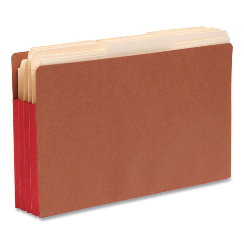 Redrope Drop-front End Tab File Pockets, Fully Lined 6.5" High Gussets, 3.5" Expansion, Legal Size, Redrope/red, 10/box