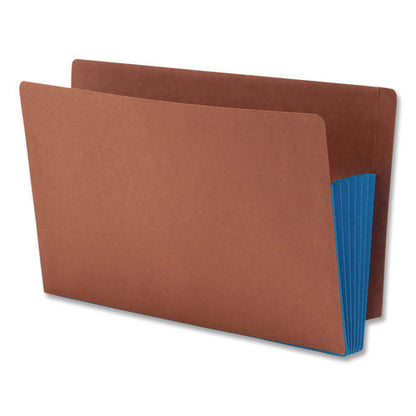 Redrope Drop-front End Tab File Pockets, Fully Lined 6.5" High Gussets, 5.25" Expansion, Legal Size, Redrope/blue, 10/box