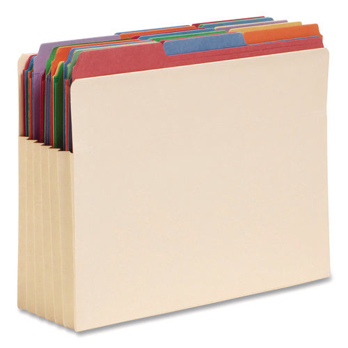 Manila End Tab Tuff Pockets, 5.25" Expansion, Letter Size, Manila, 10/box