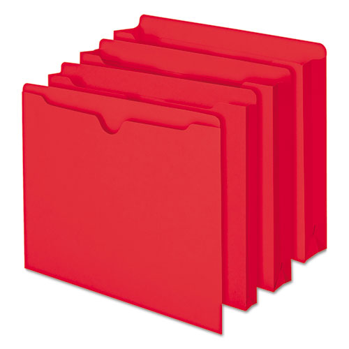 Colored File Jackets With Reinforced Double-ply Tab, Straight Tab, Letter Size, Red, 100/box