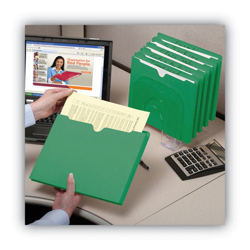 Colored File Jackets With Reinforced Double-ply Tab, Straight Tab, Letter Size, Green, 50/box