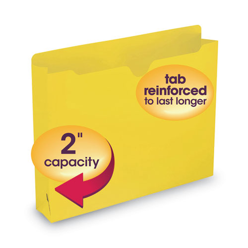 Colored File Jackets With Reinforced Double-ply Tab, Straight Tab, Letter Size, Yellow, 50/box