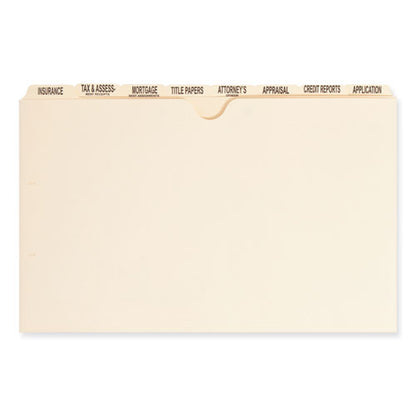 Replacement Pressboard Mortgage File Dividers, Punched For K-style Fasteners, Legal Size, Manila, 8 Dividers/set, 12 Sets/box
