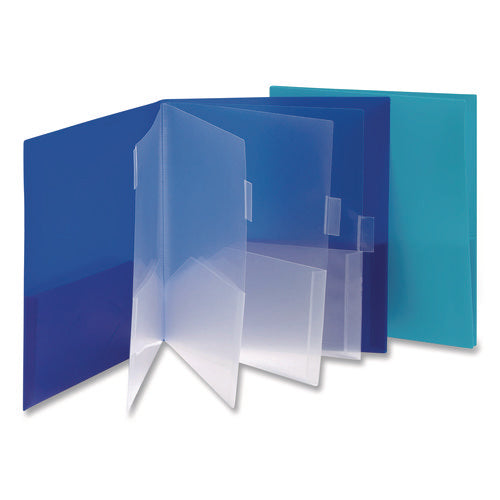 Poly Ten-pocket Subject Folder, 500-sheet Capacity, 11 X 8.5, Assorted Cover Colors, 2/pack