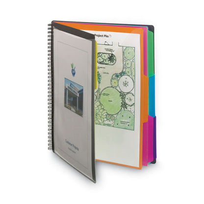Poly Project Organizer, 12 Letter-size Sleeves, Gray With Bright Pockets