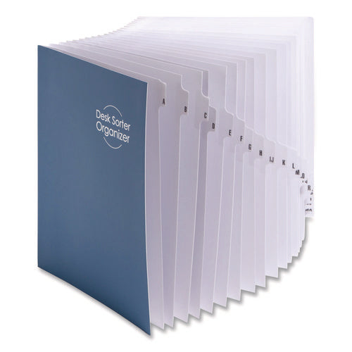 Deluxe Expandable Indexed Desk File/sorter, Reinforced Tabs, 20 Dividers, Alpha Index, Letter Size, Dark Blue Cover