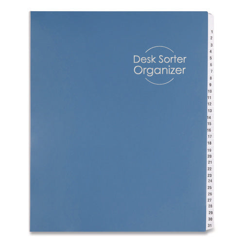 Deluxe Expandable Indexed Desk File/sorter, 31 Dividers, Date Index, Letter Size, Dark Blue Cover