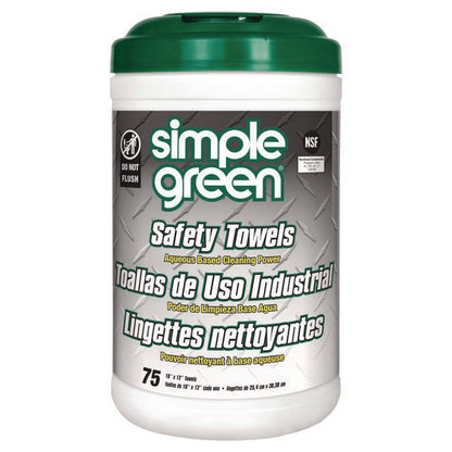 Safety Towels, 1-ply, 10 X 12, White, Unscented, 75/canister, 6 Canisters/carton