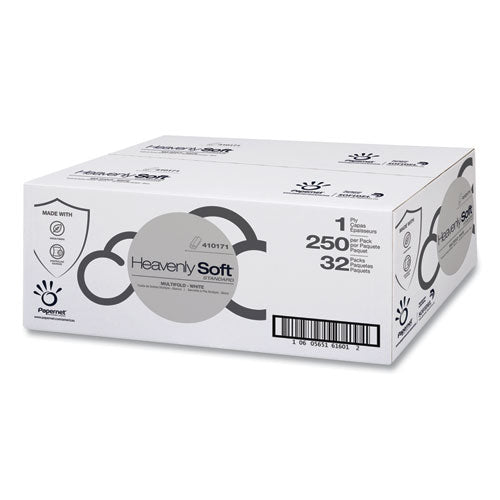 Heavenly Soft Standard Multi-fold Towel, 1-ply, 4 X 9.5, White, 250/pack, 32 Packs/carton