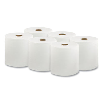 Hard Wound Roll Towel, 1-ply, 8" X 1,000 Ft, White, 6 Rolls/carton