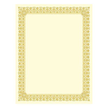 Premium Certificates, 8.5 X 11, Ivory/gold With Fleur Gold Foil Border, 15/pack