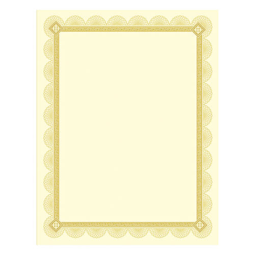 Premium Certificates, 8.5 X 11, Ivory/gold With Spiro Gold Foil Border,15/pack