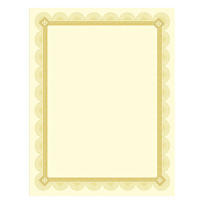 Premium Certificates, 8.5 X 11, Ivory/gold With Spiro Gold Foil Border,15/pack