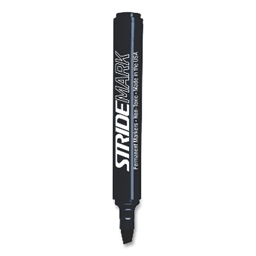 Stridemark Tank Permanent Marker, Broad Chisel Tip, Black, 12/pack