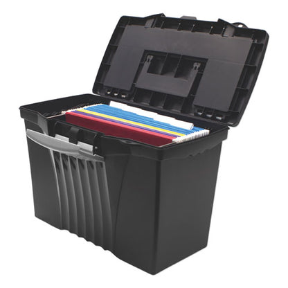 Portable Letter/legal Filebox With Organizer Lid, Letter/legal Files, 14.5" X 10.5" X 12", Black