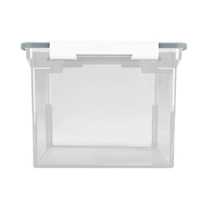 Portable File Tote With Locking Handles, Letter/legal Files, 18.5" X 14.25" X 10.88", Clear/silver