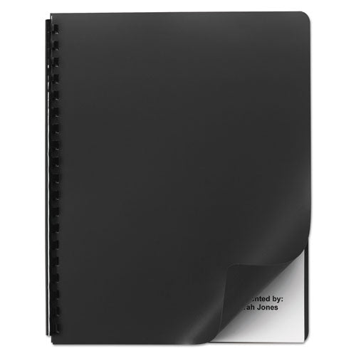 Opaque Plastic Presentation Covers For Binding Systems, Plastic, Round Corners, 11.25 X 8.75, Black, 25/pack