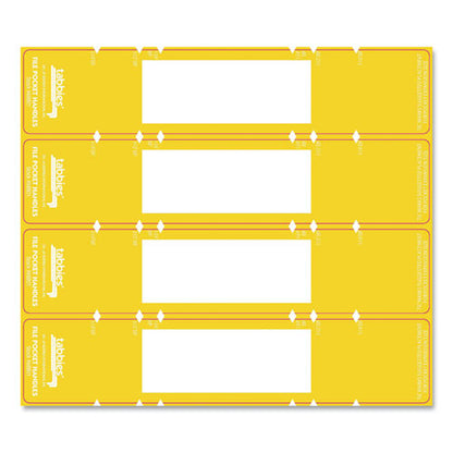 File Pocket Handles, 9.63 X 2, Yellow/white, 4/sheet, 12 Sheets/pack