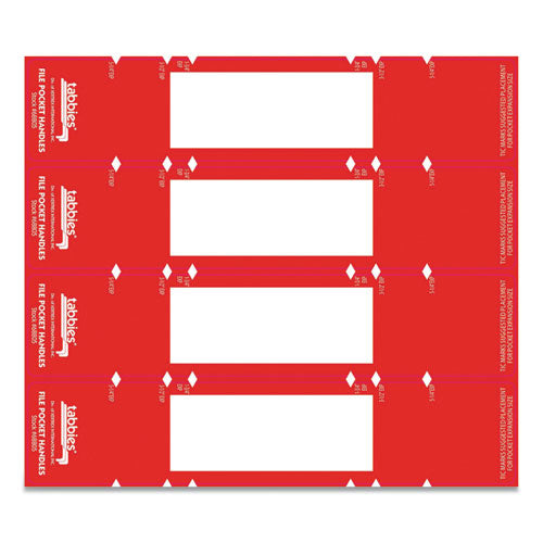 File Pocket Handles, 9.63 X 2, Red/white, 4/sheet, 12 Sheets/pack