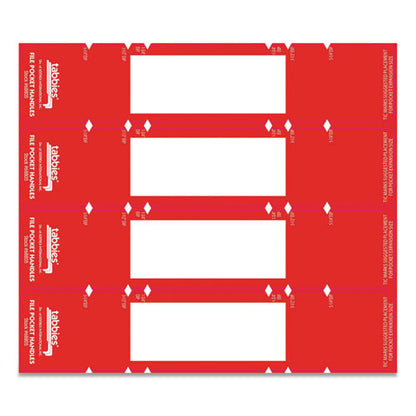 File Pocket Handles, 9.63 X 2, Red/white, 4/sheet, 12 Sheets/pack