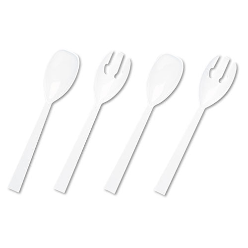 Table Set Plastic Serving Forks And Spoons, 9.5", White, 48/pack