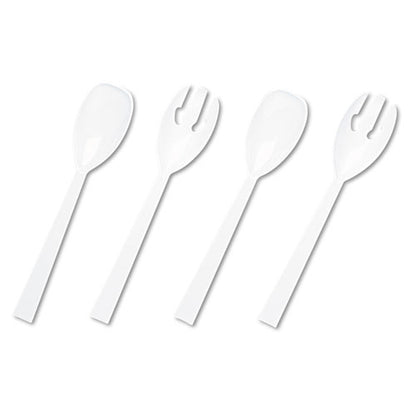 Table Set Plastic Serving Forks And Spoons, 9.5", White, 48/pack
