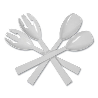 Table Set Plastic Serving Forks And Spoons, 9.5", White, 48/pack