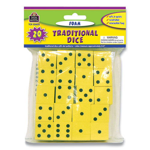 Traditional Foam Dice, Grades K To 4, 20/pack