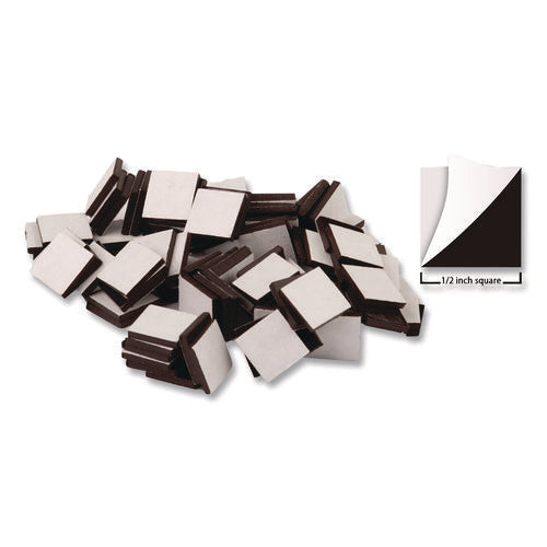 Adhesive Magnetic Squares, 0.5" X 0.5", Black, 100/set