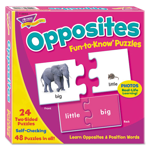 Fun To Know Puzzles, Opposites And Position Words Matching Game, Ages 3 And Up, (24) Puzzle Piece Pairs