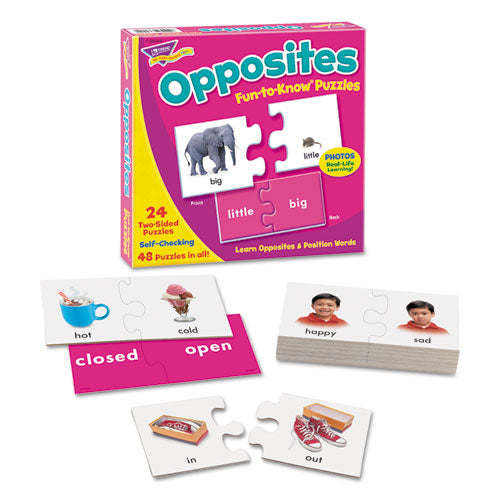 Fun To Know Puzzles, Opposites And Position Words Matching Game, Ages 3 And Up, (24) Puzzle Piece Pairs