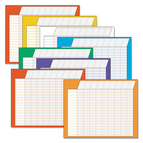 Jumbo Incentive Charts, Horizontal Orientation, 28" X 22", Assorted Colors, 8/pack