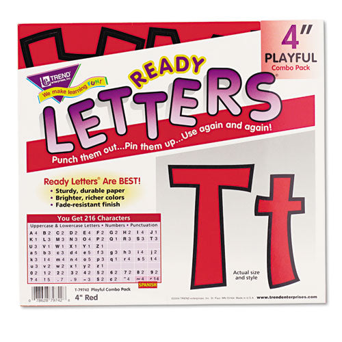 Ready Letters Playful Combo Set, 4" Tall, Red Characters, 216/set