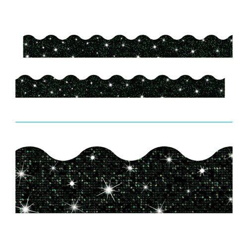 Sparkle Terrific Trimmers, Sparkles, 2.75" X 32 Ft, Black Sparkle, 12/set