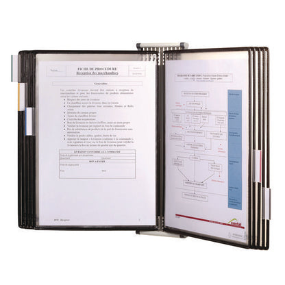 Wall Unit Reference Starter Set With Antimicrobial Display Pockets, 10 Panels With Black Borders, White Base