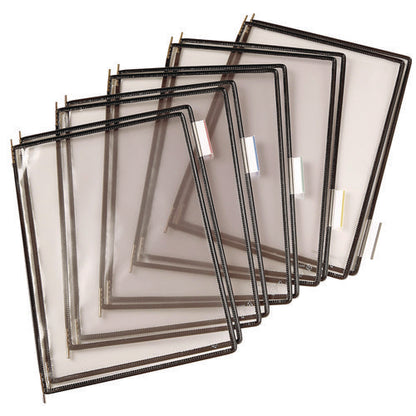 Wall Unit Reference Starter Set With Antimicrobial Display Pockets, 10 Panels With Black Borders, White Base