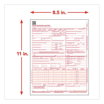 Cms-1500 Health Insurance Claim Form, One-part (no Copies), 8.5 X 11, 1,000 Forms Total