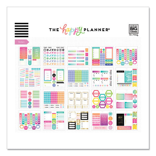 Productivity Multi Accessory Pack, (20) Double Sided Pre-punched Cards, (20) Half Sheet Stickers, (3) Sticky Note Pads