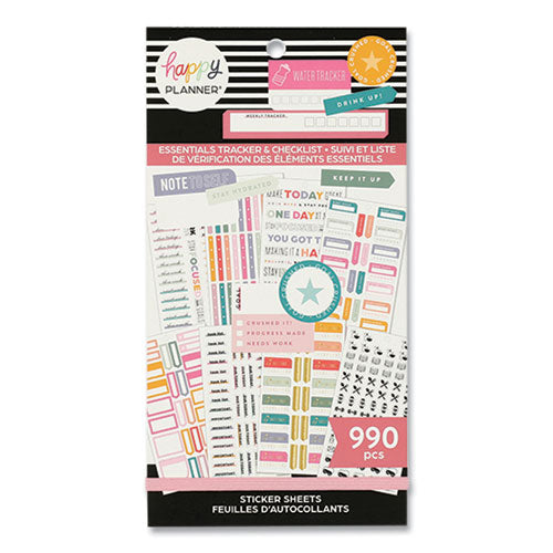 Essentials Tracker And Checklist Classic Stickers, Assorted Sizes And Colors, 990/pack