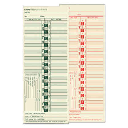 Time Clock Cards, Replacement For Ch-107-2, Two Sides, 3.5 X 9, 500/box