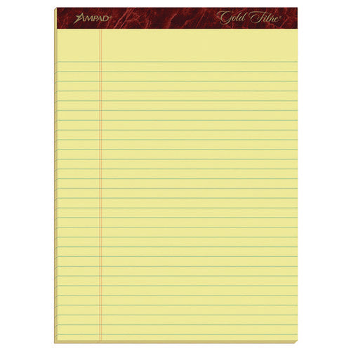 Gold Fibre Writing Pads, Wide/legal Rule, 50 Canary-yellow 8.5 X 11.75 Sheets, 4/pack