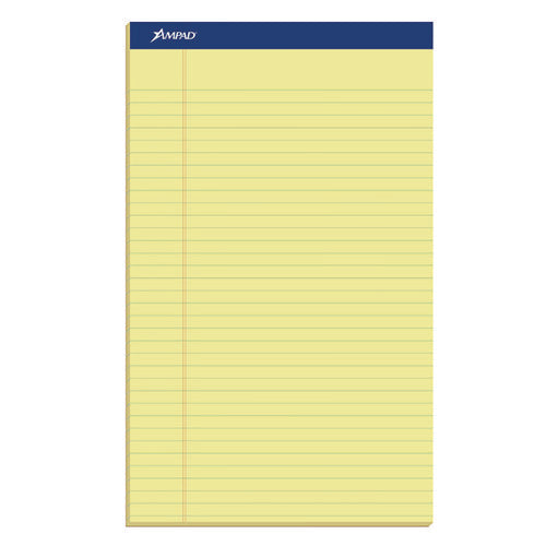 Perforated Writing Pads, Wide/legal Rule, (50) Canary-yellow 8.5 X 14 Sheets, Dozen